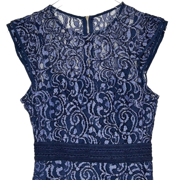 RACHEL Rachel Roy Dress Lined Cap sleeves Lace Gold zip Navy/light blue Size 4 - Picture 6 of 12
